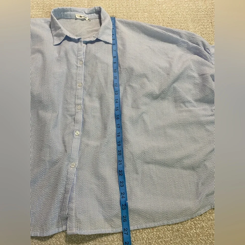 Classic Blue Striped Button Down Shirt for Women - Picture 10 of 14